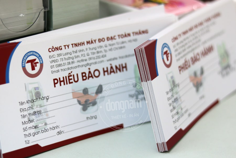 Form in phiếu bảo hành và thẻ bảo hành tiêu chuẩn