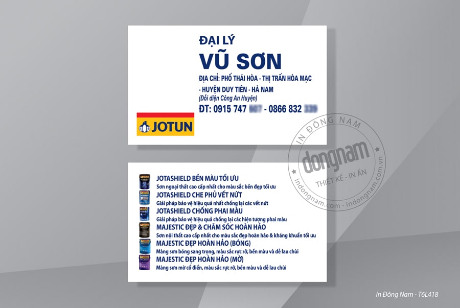 Mẫu card visit đại lý sơn Jotun