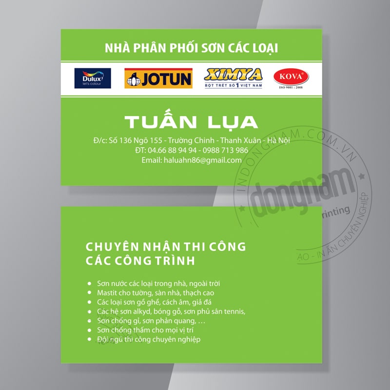 Mẫu card visit cửa hàng bán lẻ sơn xây dựng