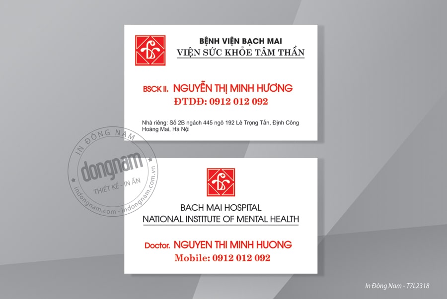 mẫu card visit bệnh viện bạch mai - khoa tâm thần