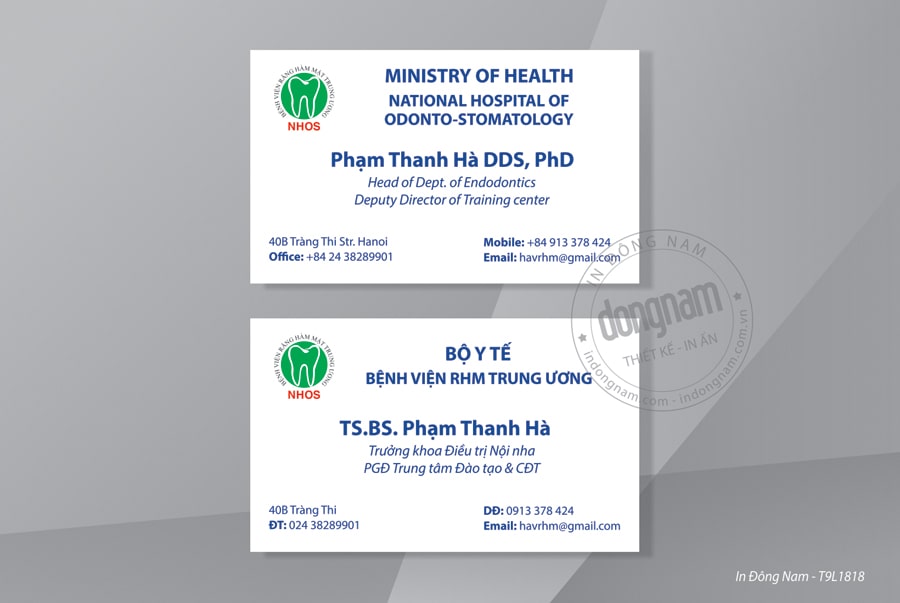 Mẫu card visit bệnh viện răng hàm mặt Trung ương