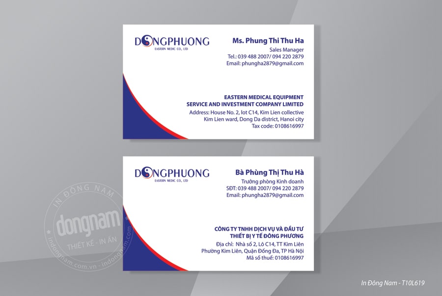 Mẫu card visit công ty thiết bị y tế Đông Phương