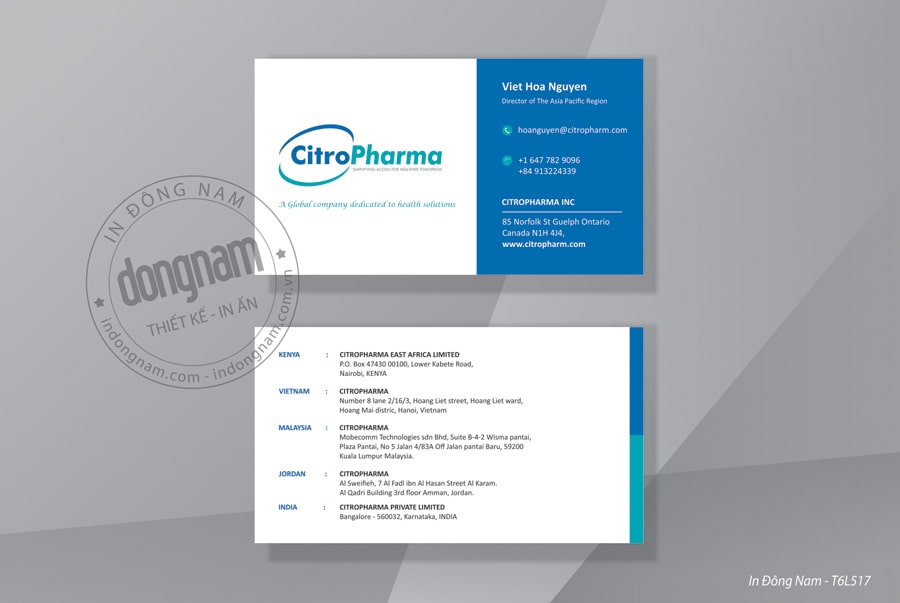 Mẫu card visit công ty dược phẩm Citro Pharma