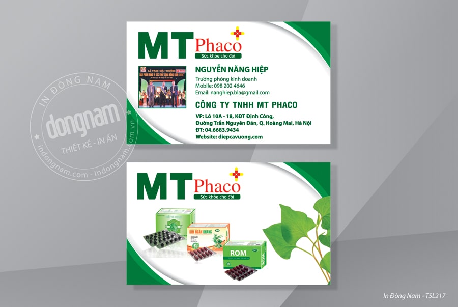 Mẫu card visit công ty sản xuất dược phẩm MT Phaco