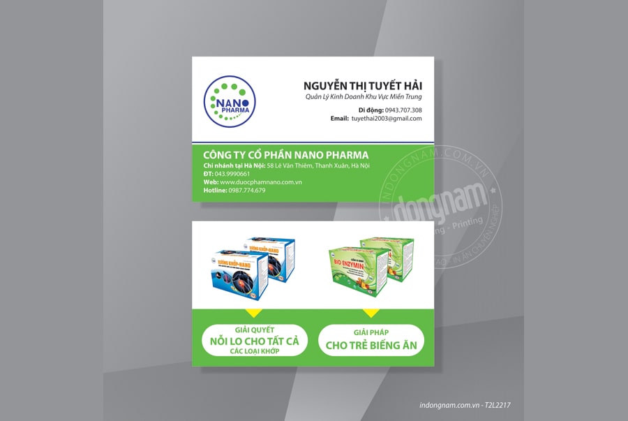 Mẫu card visit công ty dược phẩm Nano Pharma