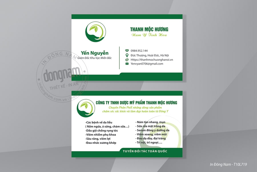 Mẫu card visit công ty dược mỹ phẩm Thanh Mộc Hương