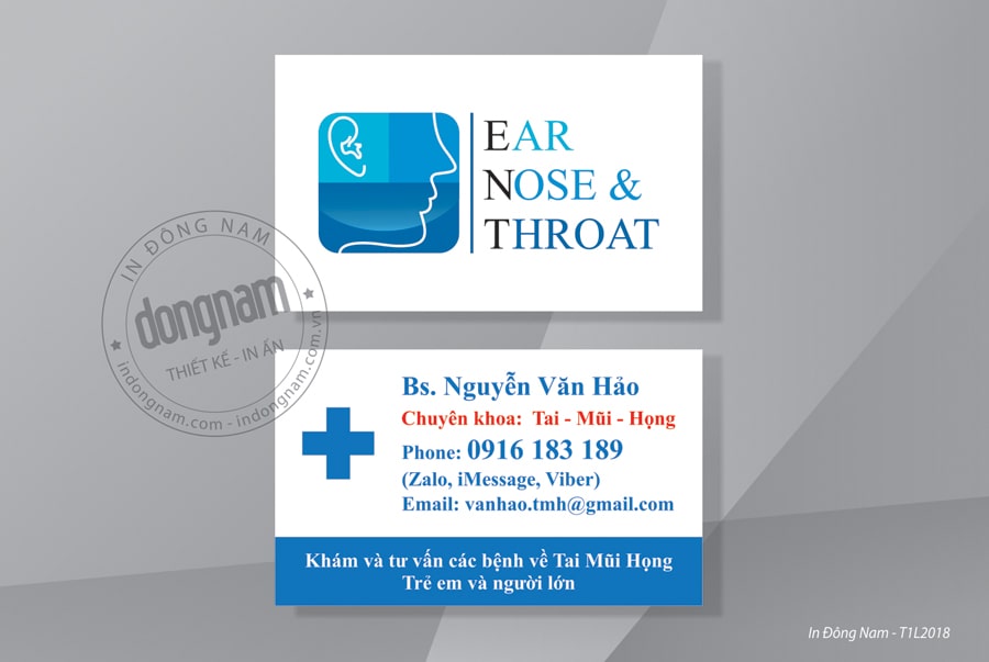 Mẫu card visit phòng khám bác sĩ chuyên khoa tai mũi họng