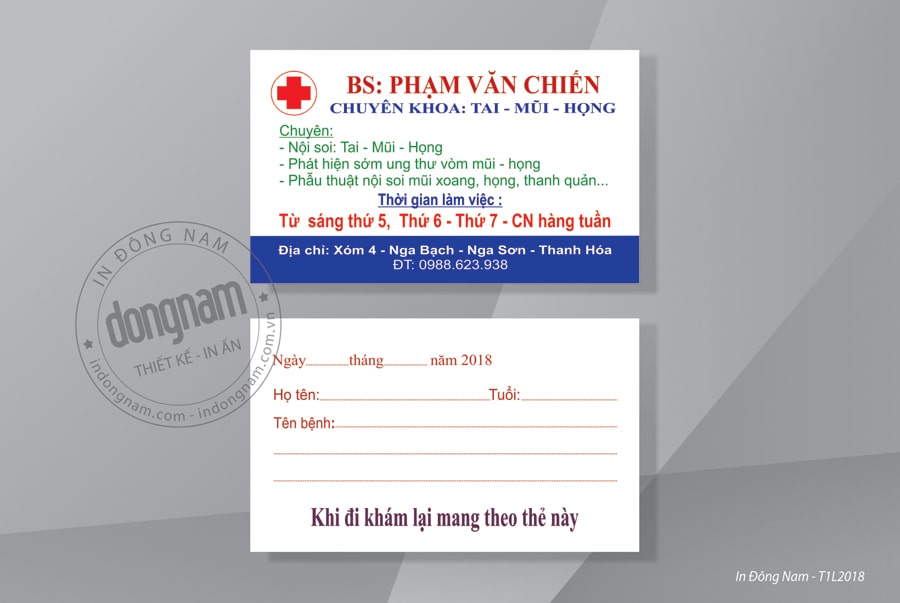 Mẫu card visit phòng khám tai mũi họng