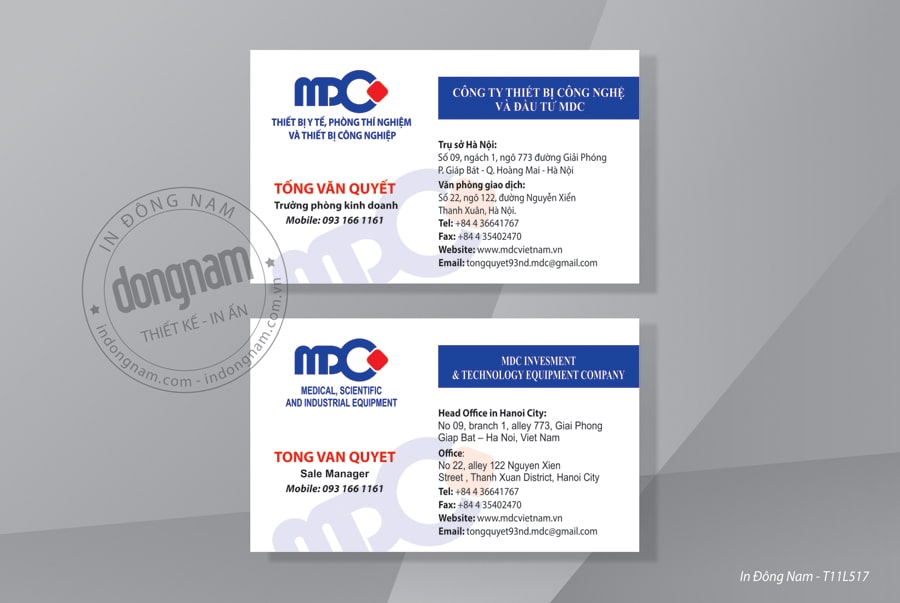 Mẫu card visit thiết bị y tế và phòng thí nghiệm